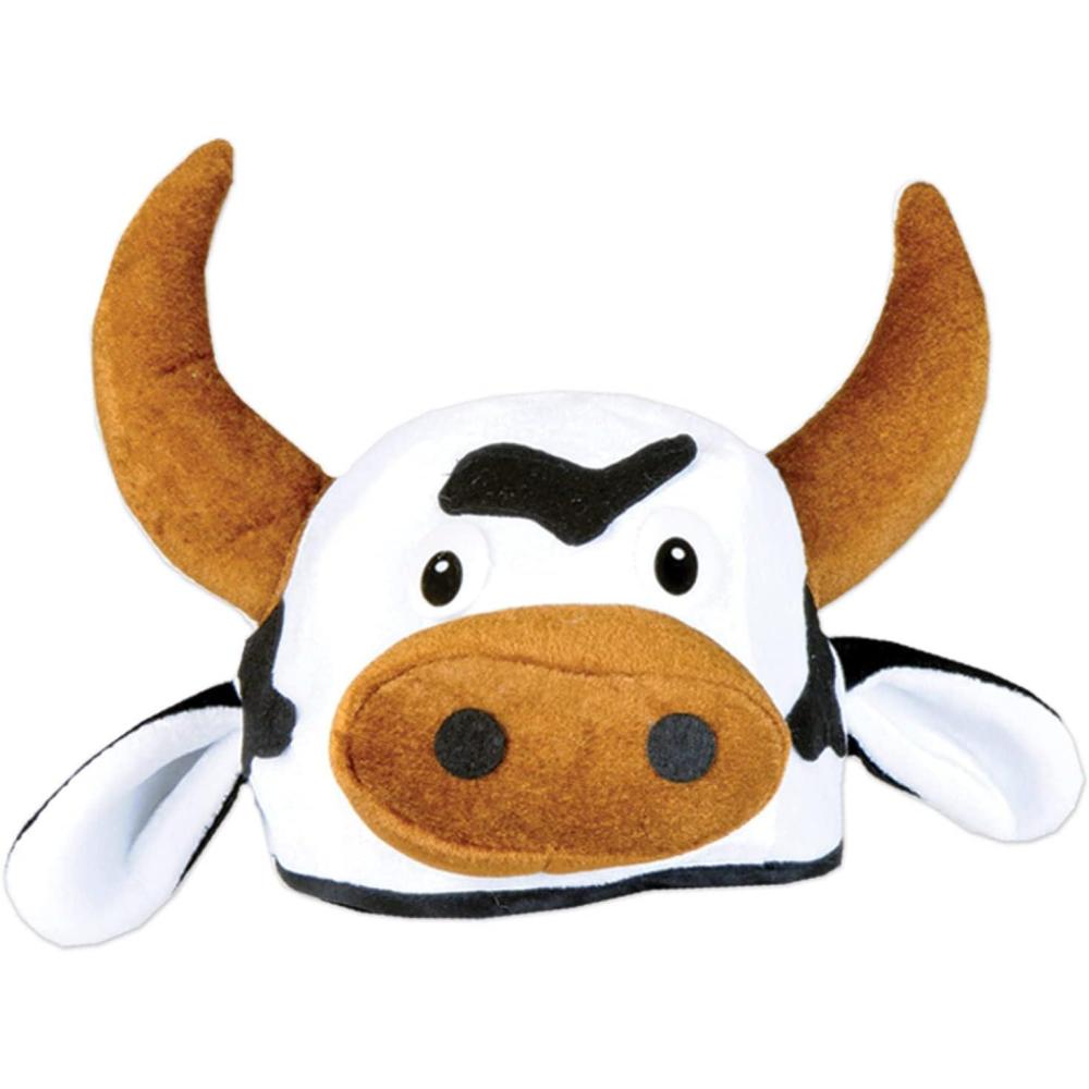 imageBeistle NoveltBeistle Unisex Plush Cow Head Hat  Western Themed Novelty Cap Farm Animal Party Supplies Halloween Costume Headwear Photo Booth Prop Dress Up AccessoryCow Head