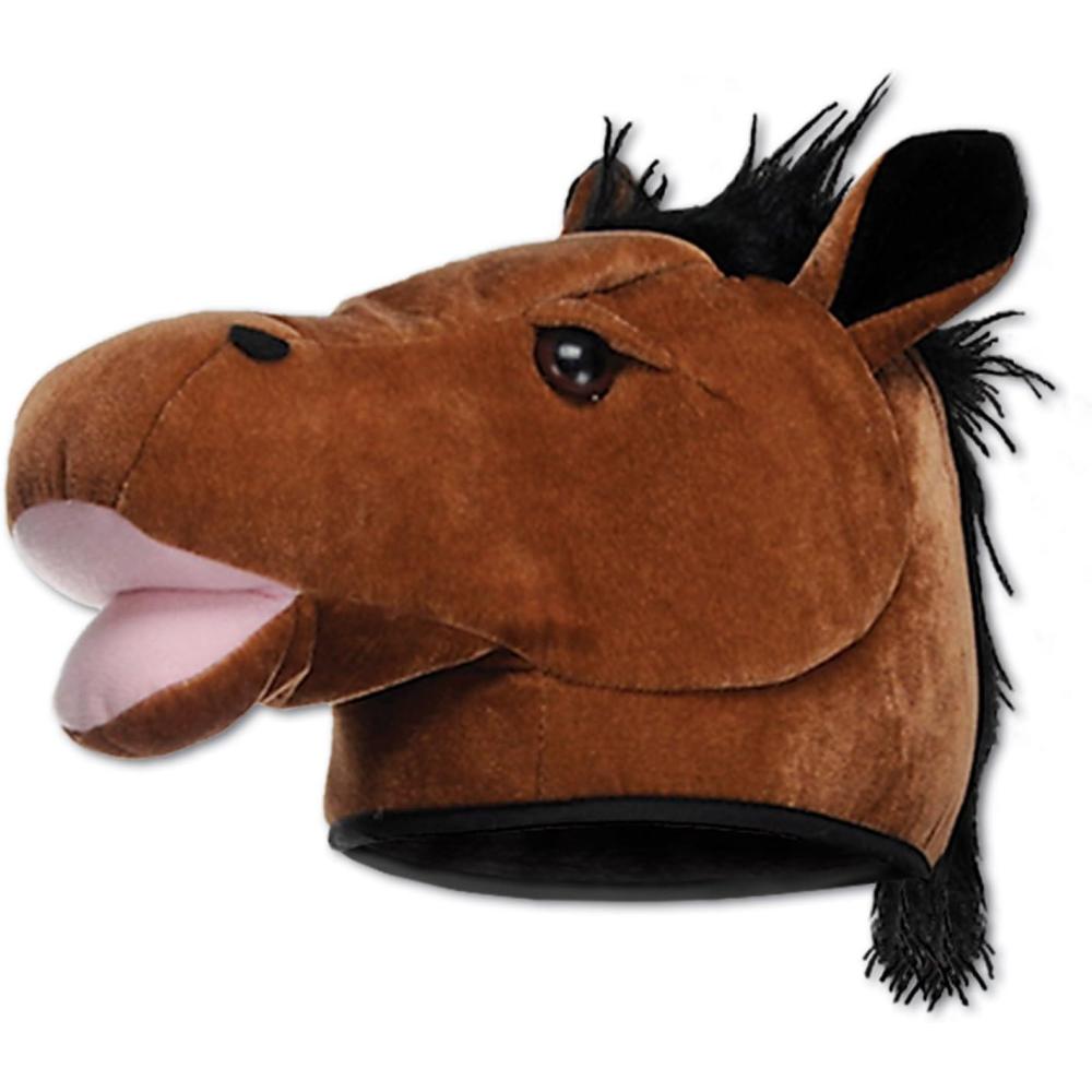 imageBeistle NoveltBeistle Unisex Plush Cow Head Hat  Western Themed Novelty Cap Farm Animal Party Supplies Halloween Costume Headwear Photo Booth Prop Dress Up AccessoryHorse Head