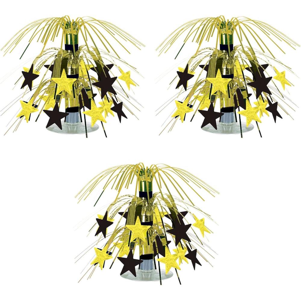 imageBeistle Star Mini Cascade Centerpiece  Black ampamp Gold Pack of 33 piece