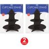 Beistle 2 Piece Durable Boardstock 3-Tier Cupcake Stands for Birthday Parties, Wedding Reception Centerpieces, Halloween Dessert Holders(Cupcake Stand (Black))