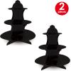 Beistle 2 Piece Durable Boardstock 3-Tier Cupcake Stands for Birthday Parties, Wedding Reception Centerpieces, Halloween Dessert Holders(Cupcake Stand (Black))