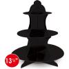 Beistle 2 Piece Durable Boardstock 3-Tier Cupcake Stands for Birthday Parties, Wedding Reception Centerpieces, Halloween Dessert Holders(Cupcake Stand (Black))
