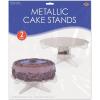 Beistle 2 Piece Durable Boardstock 3-Tier Cupcake Stands for Birthday Parties, Wedding Reception Centerpieces, Halloween Dessert Holders(Metallic Cake Stands (Silver))