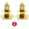 Beistle 2 Piece Durable Boardstock 3-Tier Cupcake Stands for Birthday Parties, Wedding Reception Centerpieces, Halloween Dessert Holders(Metallic Cupcake Stand – Gold (2 Pack))