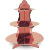 Beistle 2 Piece Durable Boardstock 3-Tier Cupcake Stands for Birthday Parties, Wedding Reception Centerpieces, Halloween Dessert Holders(Metallic Cupcake Stand – Rose Gold (2 Pack))