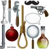 Beistle 22 Piece Murder Mystery Photo Fun Signs, Crime Scene Cutouts for Halloween Photo Booth, Detective & Sherlock Homes Party Decorations 7″- 20.75″