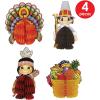 Beistle 4 Piece Thanksgiving Decorations Mini Pilgrim And Turkey Table Centerpieces For Fall Autumn Party Décor