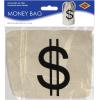 Beistle “$” Bag – Fabric Money Sack with Black Dollar Sign Print and Drawstring Cord, Natural Canvas Tote for Costume Accessories, Casino Western Party Décor, or Bank Robbery Themed Events, 8½” x 6½”(1 piece)