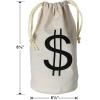 Beistle “$” Bag – Fabric Money Sack with Black Dollar Sign Print and Drawstring Cord, Natural Canvas Tote for Costume Accessories, Casino Western Party Décor, or Bank Robbery Themed Events, 8½” x 6½”(1 piece)