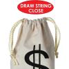 Beistle “$” Bag – Fabric Money Sack with Black Dollar Sign Print and Drawstring Cord, Natural Canvas Tote for Costume Accessories, Casino Western Party Décor, or Bank Robbery Themed Events, 8½” x 6½”(1 piece)