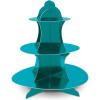 Beistle 2 Piece Durable Boardstock 3-Tier Cupcake Stands for Birthday Parties, Wedding Reception Centerpieces, Halloween Dessert Holders(Metallic Cupcake Stand – Turquoise (1 Pack))