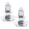 Beistle 2 Piece Durable Boardstock 3-Tier Cupcake Stands for Birthday Parties, Wedding Reception Centerpieces, Halloween Dessert Holders(Metallic Cupcake Stand – Silver (2 Pack))