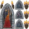 Beistle Medieval Stairway, Window & Torch Props, 9 Images, Haunted Castle Wall Decorations, Spooky Gothic Scene for Halloween Parties & Dungeon Themes, Printed Plastic Cutouts, 18” to 60”