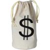 Beistle “$” Bag – Fabric Money Sack with Black Dollar Sign Print and Drawstring Cord, Natural Canvas Tote for Costume Accessories, Casino Western Party Décor, or Bank Robbery Themed Events, 8½” x 6½”(1 piece)