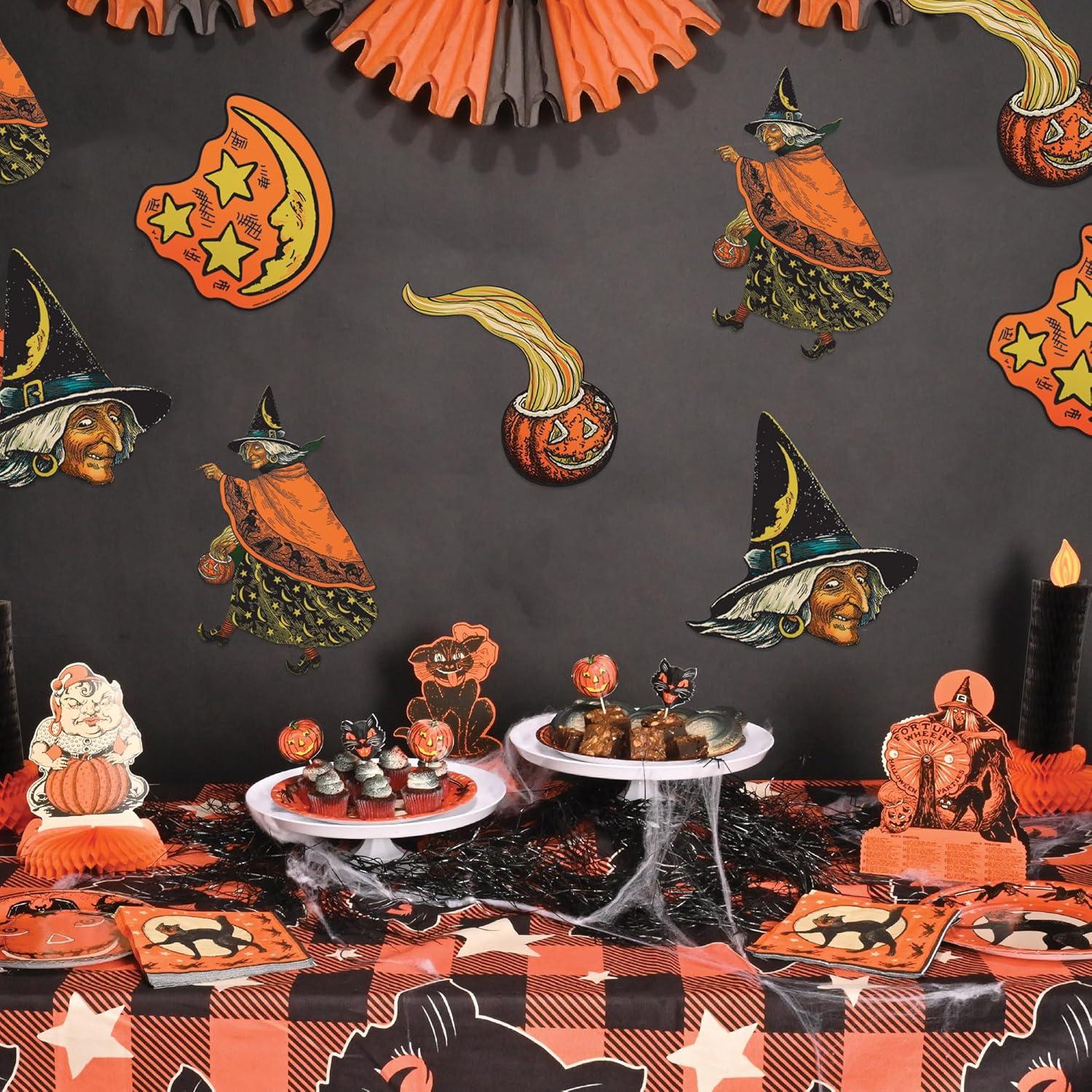 imageBeistle Vintage Halloween Cutouts 12 Count RetroInspired Witches and Moons Classic Wall and Window Decorations for Haunted House and Party Displays 65  105
