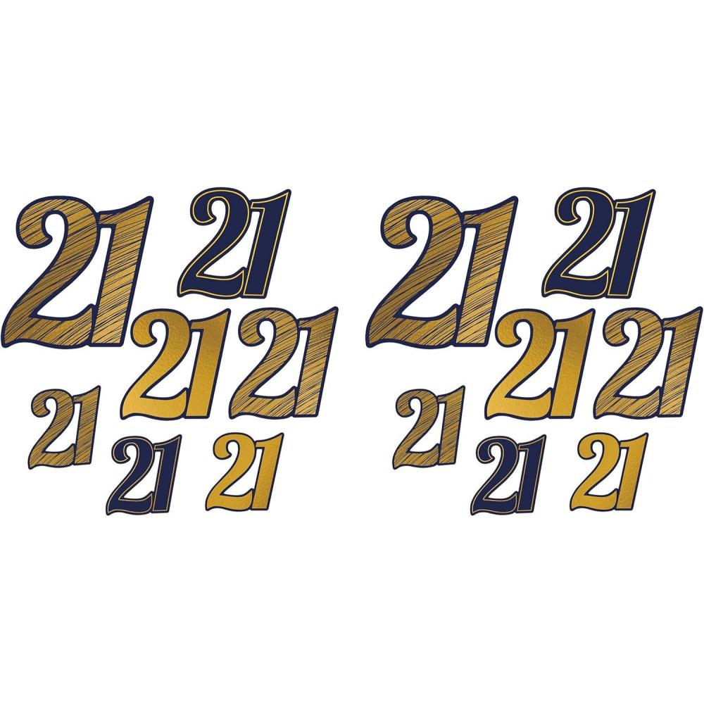 imageBeistle  14 Piece quot21quot Foil Cutouts Assorted Sizes Navy BlueGold