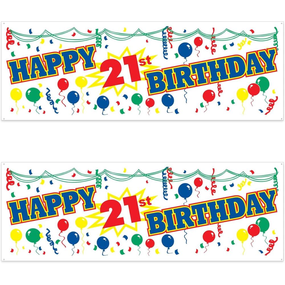 imageBeistle  2 Piece Happy quot21stquot Birthday Sign Banners 5 x 21Happy 21st Birthday Sign Banner  2 Pack