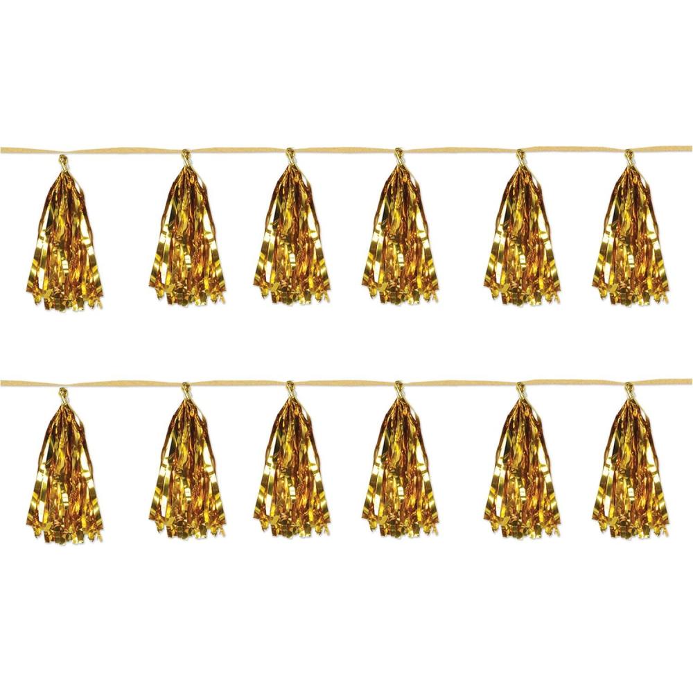 imageBeistle  2 Piece Metallic Tassel Garlands 975quot x 8 Gold