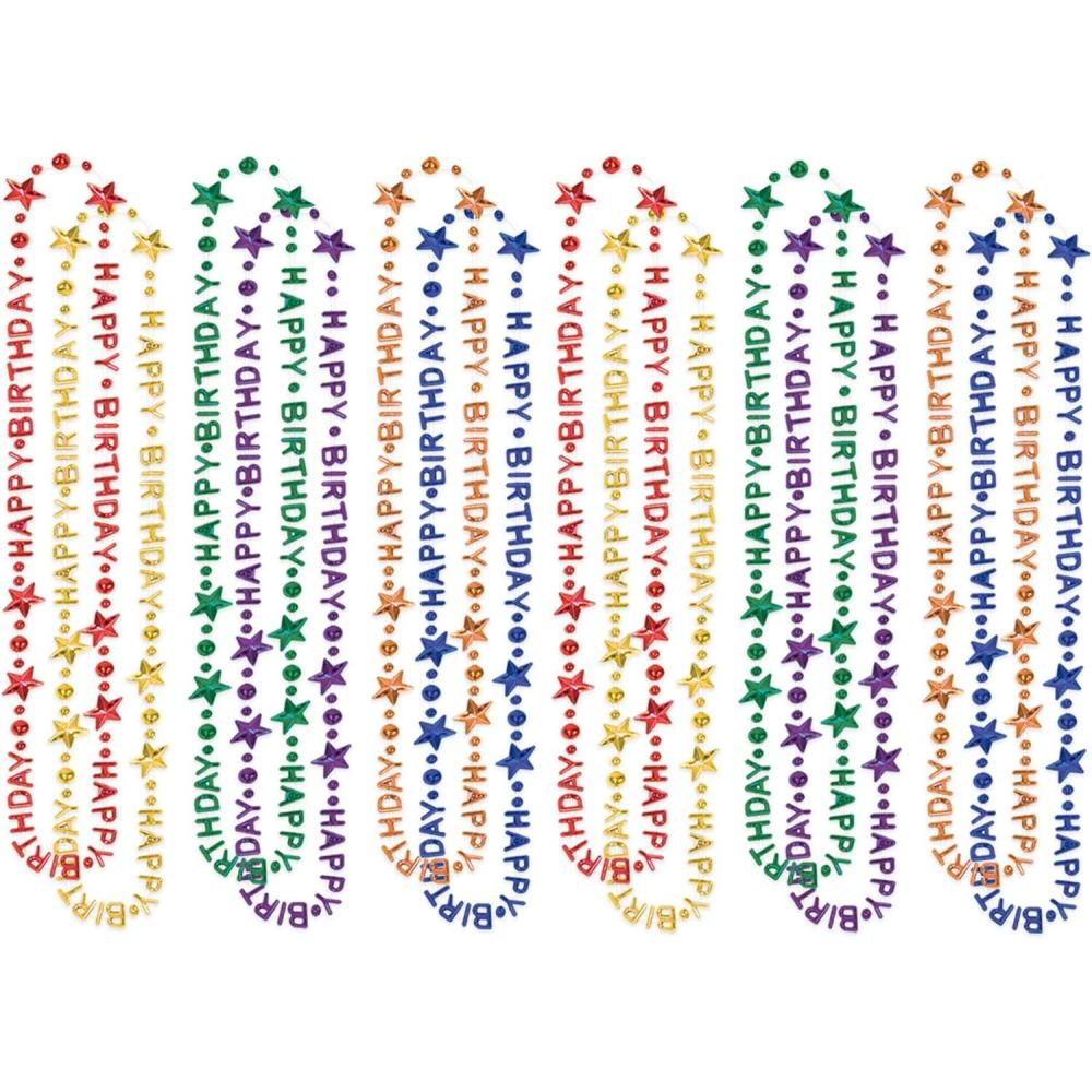 imageBeistle 12Pack Happy Birthday Necklace Multicolored HBD Plastic Costume Accessory for Celebrations ampamp Gatherings Birthday Jewelry ampamp Party Favor 3612Pack