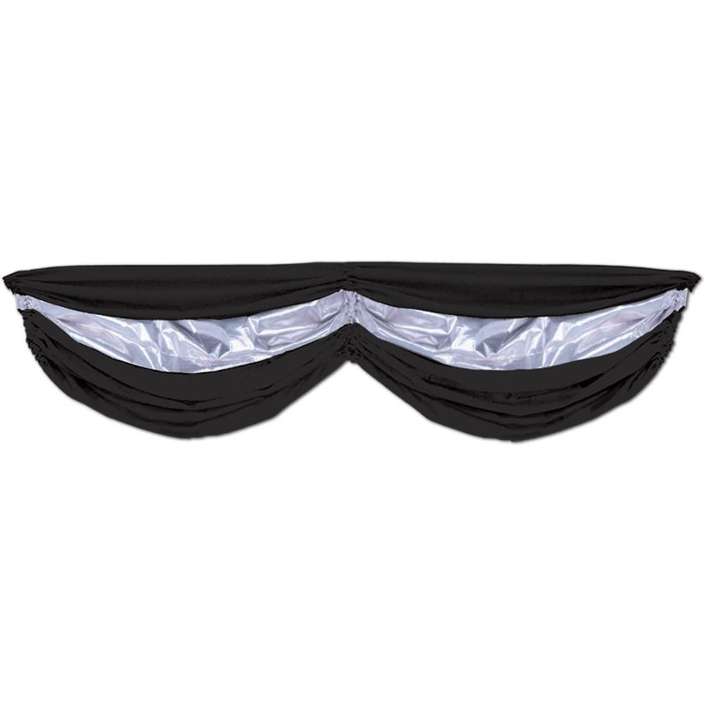imageBeistle 1Pack Fabric Bunting 5Feet 10Inch Black and GoldBlack  Silver Fabric Bunting