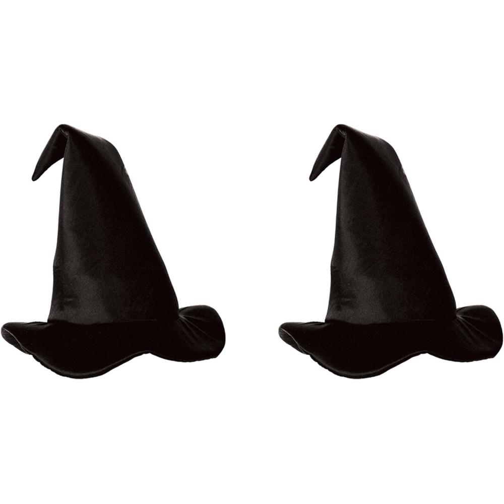 imageBeistle 2 Count Witch Hat for Halloween Black Satin FoamBacked Headwear Spooky Costume Party Accessories for Cosplay and TrickorTreat One Size