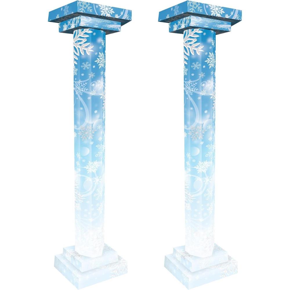 imageBeistle 2 Piece 5 95quot x 1675quot Winter Wonderland Decorations Tall Column Prom Photo Props Holiday Christmas Dcor