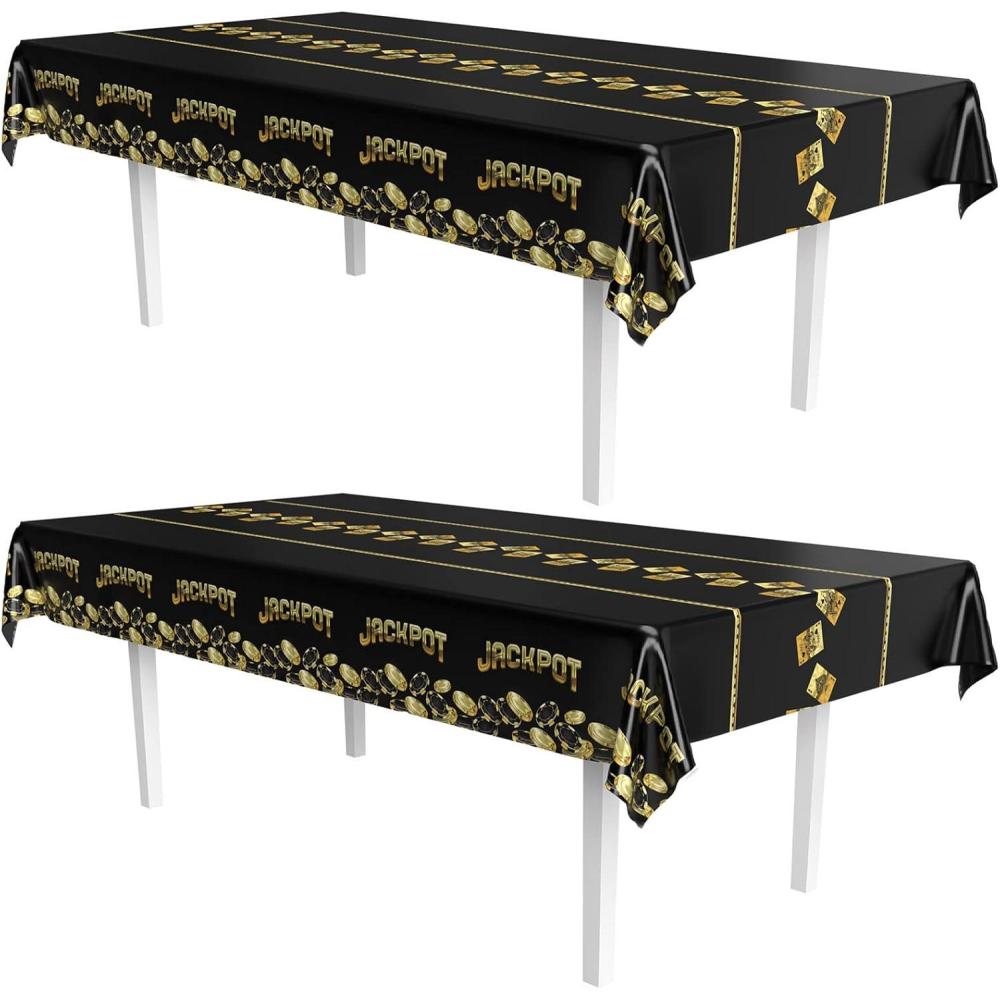 imageBeistle 2 Piece 54quot x 108quot Rectangular Plastic Metallic Jackpot Casino Table Covers for Las Vegas Theme Poker Parties