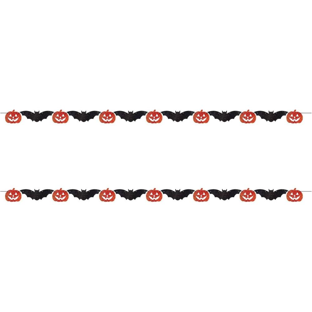 imageBeistle 2 Piece 7 FT Wide Glittered Pumpkin ampamp Bat Banners for Halloween Party Decorations