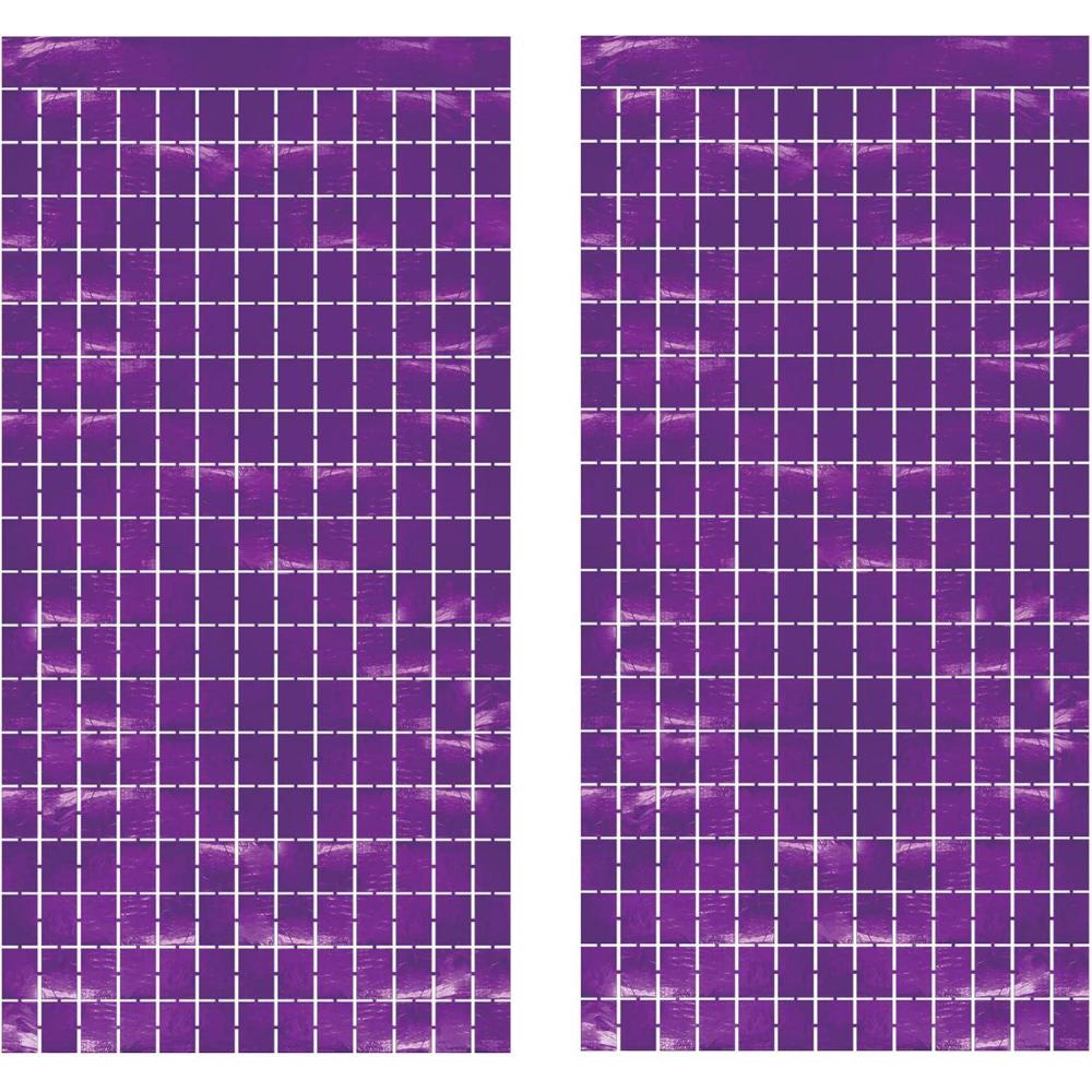 imageBeistle 2 Piece Metallic Plastic Square Fringed Photo Backdrop Curtains For Birthday Party Wedding Reception Graduation Celebration Baby Theme Bridal Shower DecorationsPurple