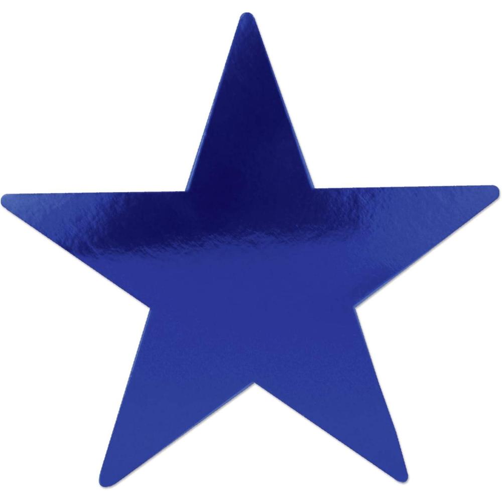 imageBeistle 24Pack Foil Gold Star Cutouts Party Decorations for Festive Celebrations Awards Night Supplies Starry Theme Decor for Wall ampamp Table 15Blue 24pack