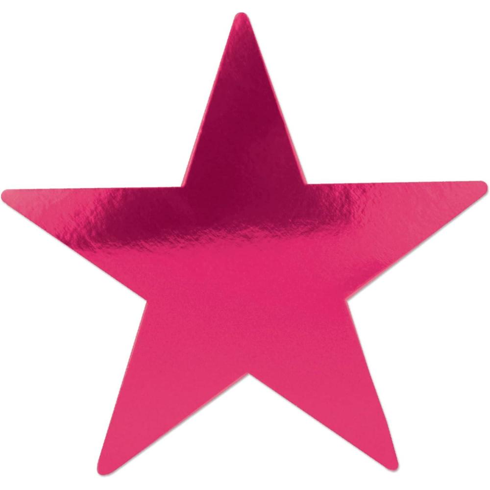 imageBeistle 24Pack Foil Gold Star Cutouts Party Decorations for Festive Celebrations Awards Night Supplies Starry Theme Decor for Wall ampamp Table 15Cerise 24pack