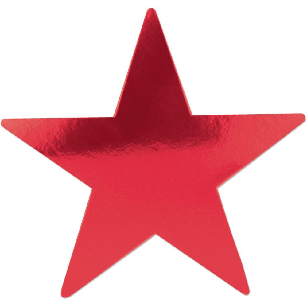 imageBeistle 24Pack Foil Gold Star Cutouts Party Decorations for Festive Celebrations Awards Night Supplies Starry Theme Decor for Wall ampamp Table 15Red 24pack