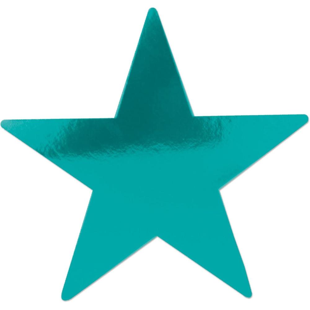imageBeistle 24Pack Foil Gold Star Cutouts Party Decorations for Festive Celebrations Awards Night Supplies Starry Theme Decor for Wall ampamp Table 15Turquoise 72pack