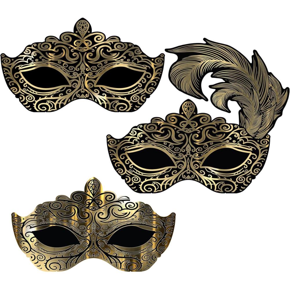 imageBeistle 3 Piece 3275quot x 27quot ampamp 1675quot x 29quot Venetian Mask Carnival Mardi Gras Wall Dcor Prom Masquerade Ball Decorations