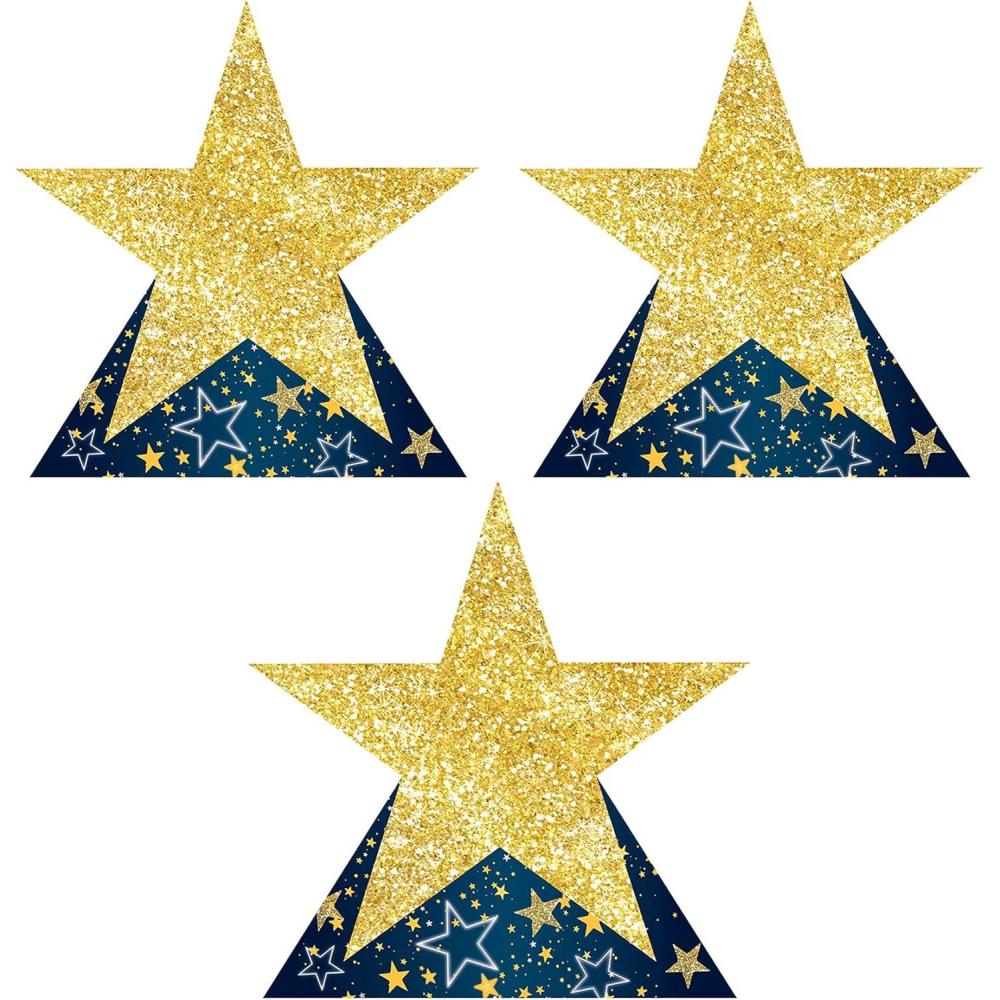 imageBeistle 3 Piece Assorted Sizes Cardboard Starry Night Star StandUps Prom Decorations Awards Theme Photography Backdrops