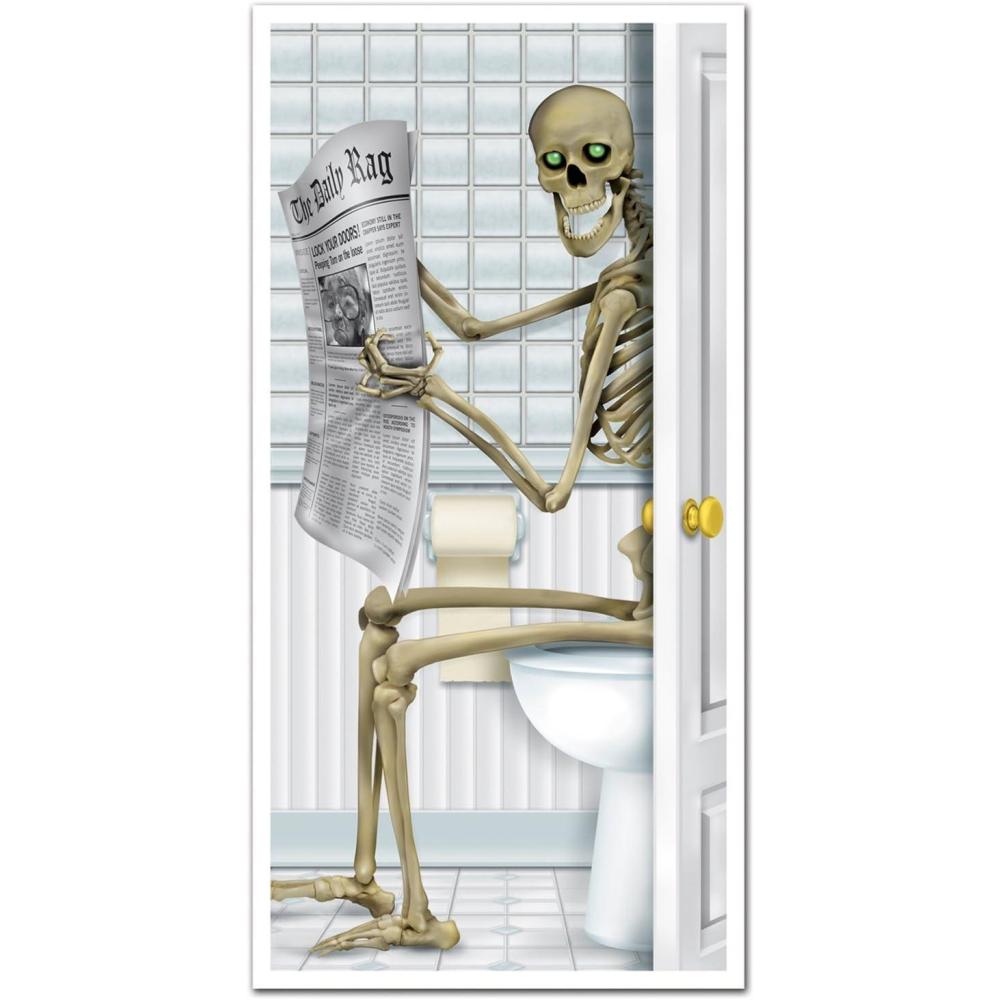 imageBeistle 30quot x 5 Skeleton Restroom Door Cover 3Pack 00014