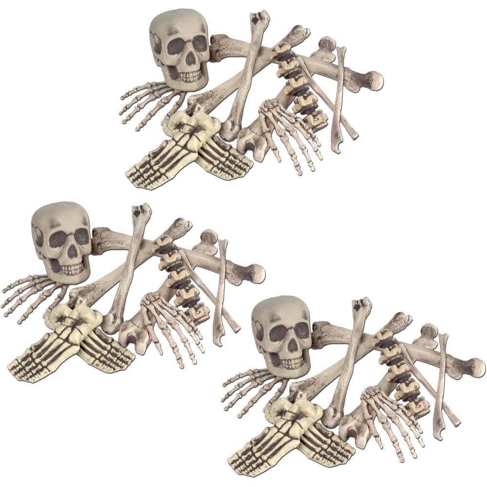 imageBeistle 36 Piece Plastic Novelty Fake Skeleton Bones And Skulls Scary Haunted House Props Halloween Party Decorations 6quot16quot OffWhiteGray