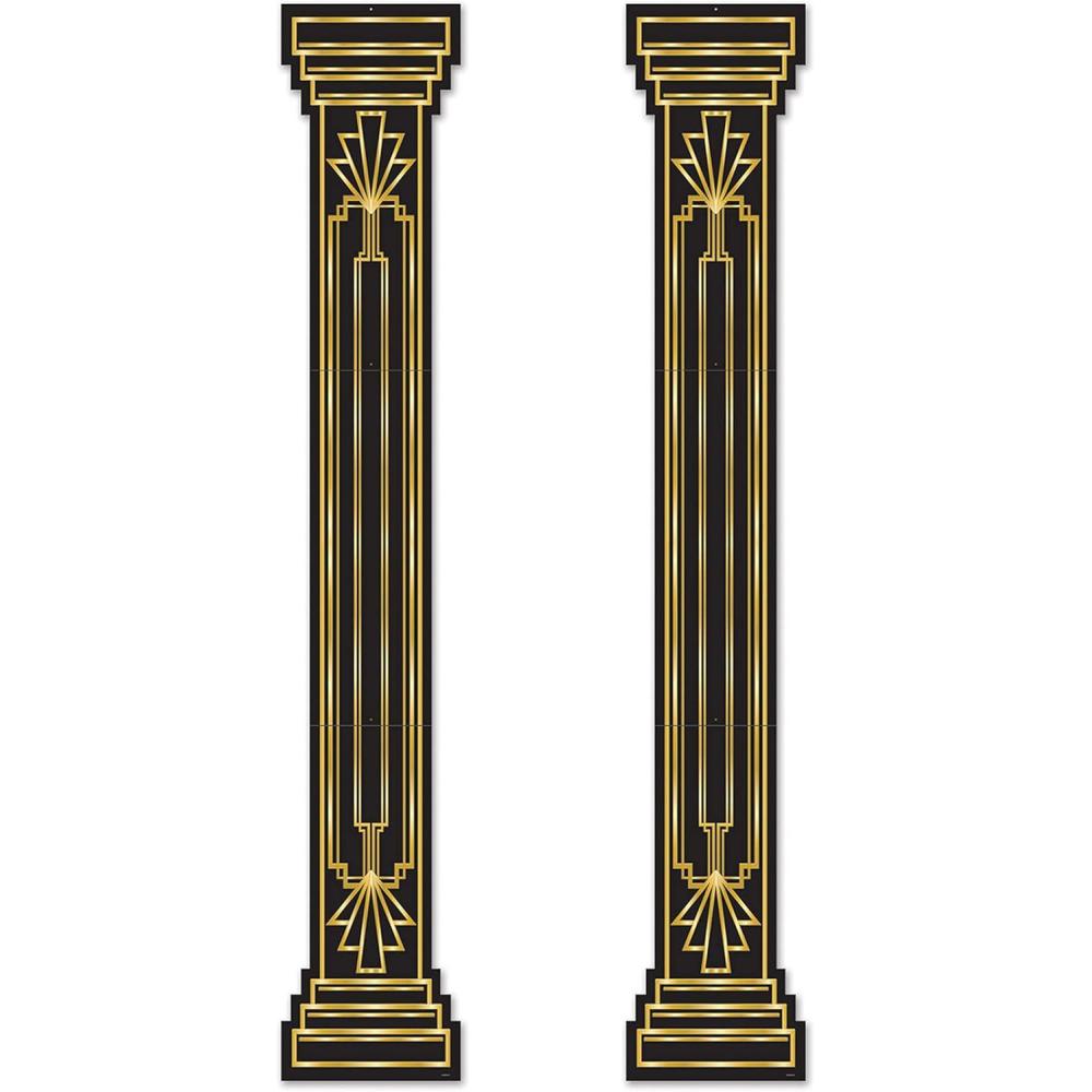 imageBeistle 4 Piece Roaring 20s Column Pull Down Cut Outs 1920s Theme Awards Night Party Decorations BlackGoldGreat 20s Column PullDown Cutouts