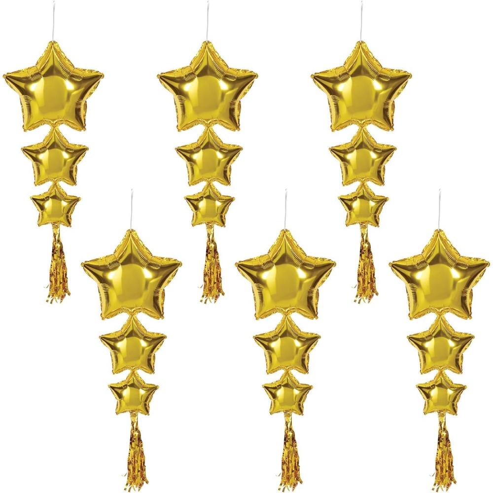 imageBeistle 6 Piece 3 9quot Long Foil Mylar Star Balloons with Tassels for Birthday Party Wedding Decor Baby Shower Supplies