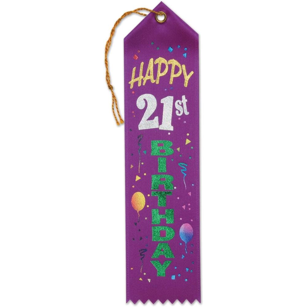 imageBeistle 6Pack Happy 21st Birthday Award Ribbon 2 by 8Inch
