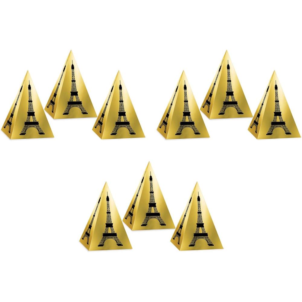 imageBeistle 9Piece Eiffel Tower Favor Boxes 425quot  GoldBlack