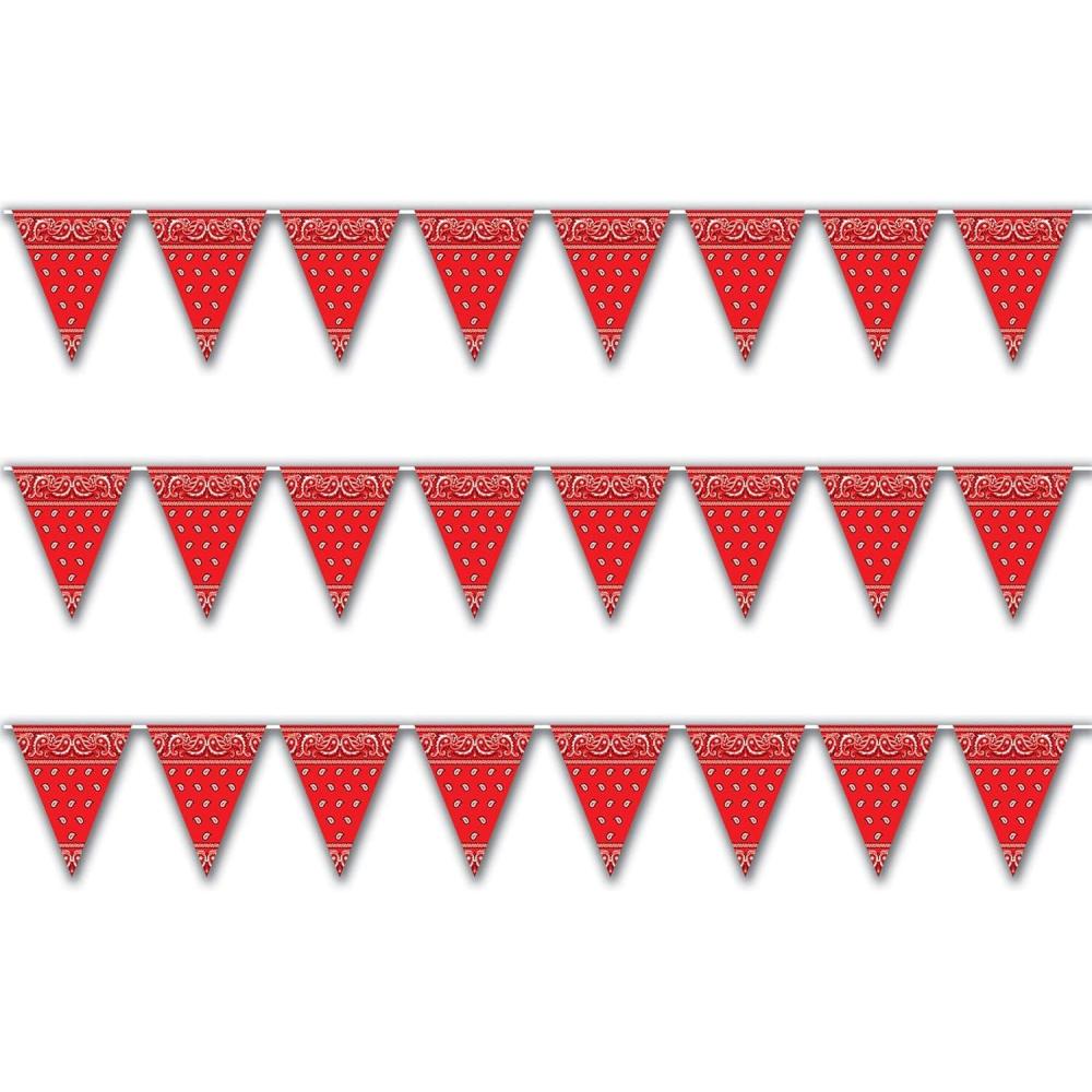 imageBeistle Bandana Pennant Banner 11quot x 12 BlueWhite57720B3