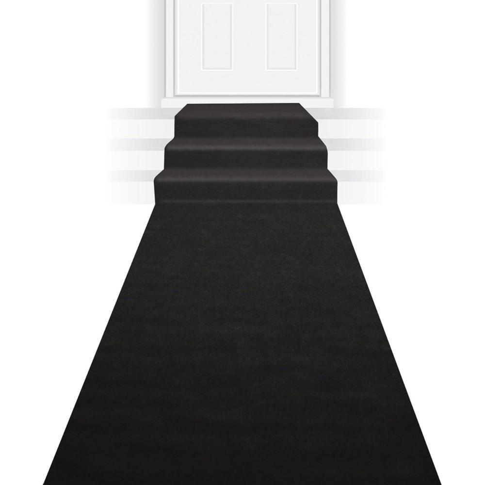 imageBeistle Black Novelty Polyester Fabric Aisle Runner for Weddings Awards Night Theme Proms Ceremony Parties and Events 24quot x 15 Pack of 213 x 2 Rectangular