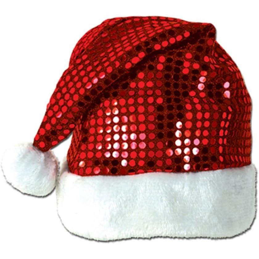 imageBeistle Christmas Hats Santa ampamp Mrs Claus Festive Headwear for XMas Parties Parades Office Events ampamp Family GatheringsSequinsheen Santa Hat 1pack