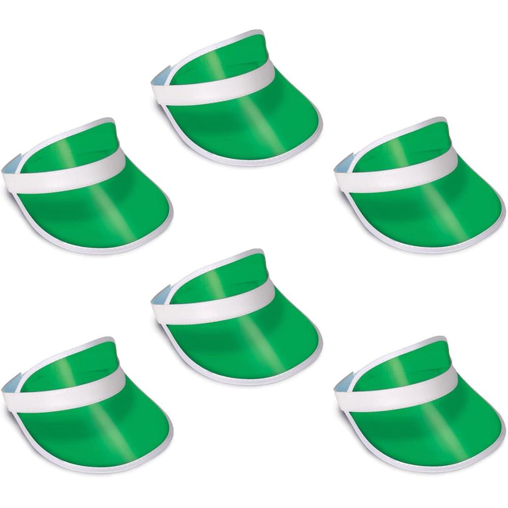 imageBeistle Clear Green Plastic Dealers Visors  6 Pack Translucent Las Vegas CasinoStyle Hats with White Trim Party Accessories for Game Night Poker or Retro Themes