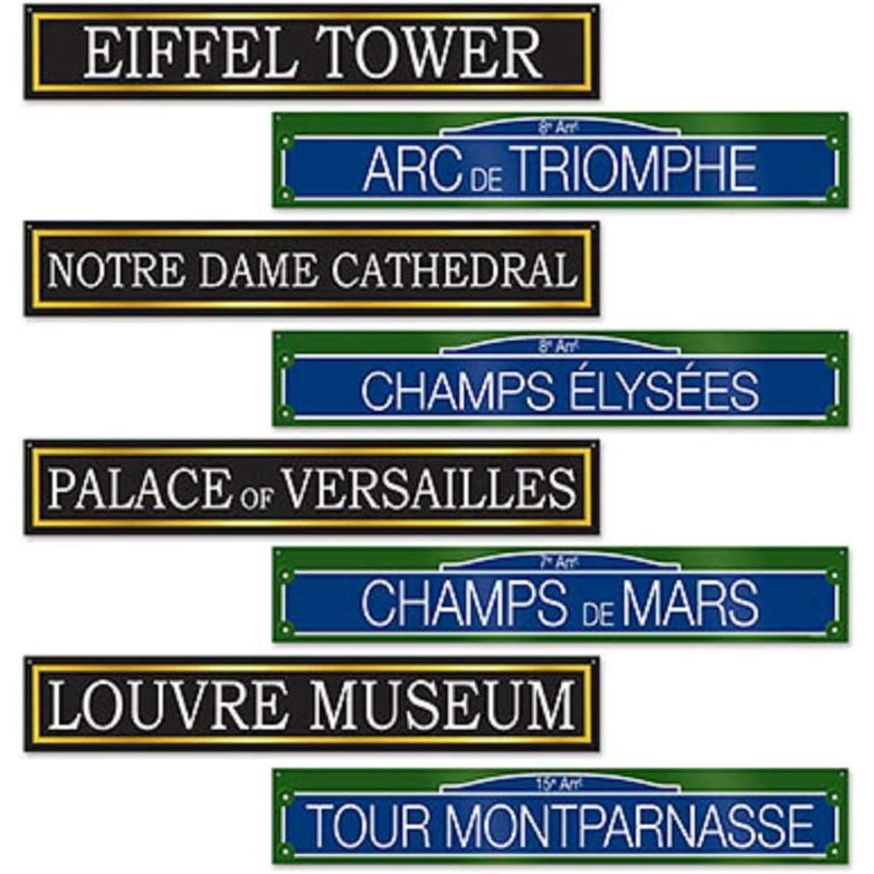 imageBeistle French Street Sign Cutouts  Paris Themed Decorative Cutouts  Cardstock  Black