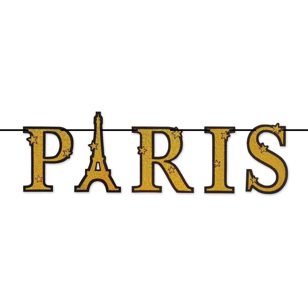 imageBeistle Glittered Paris Banner Around The World French Theme Birthday Party Decorations And Supplies