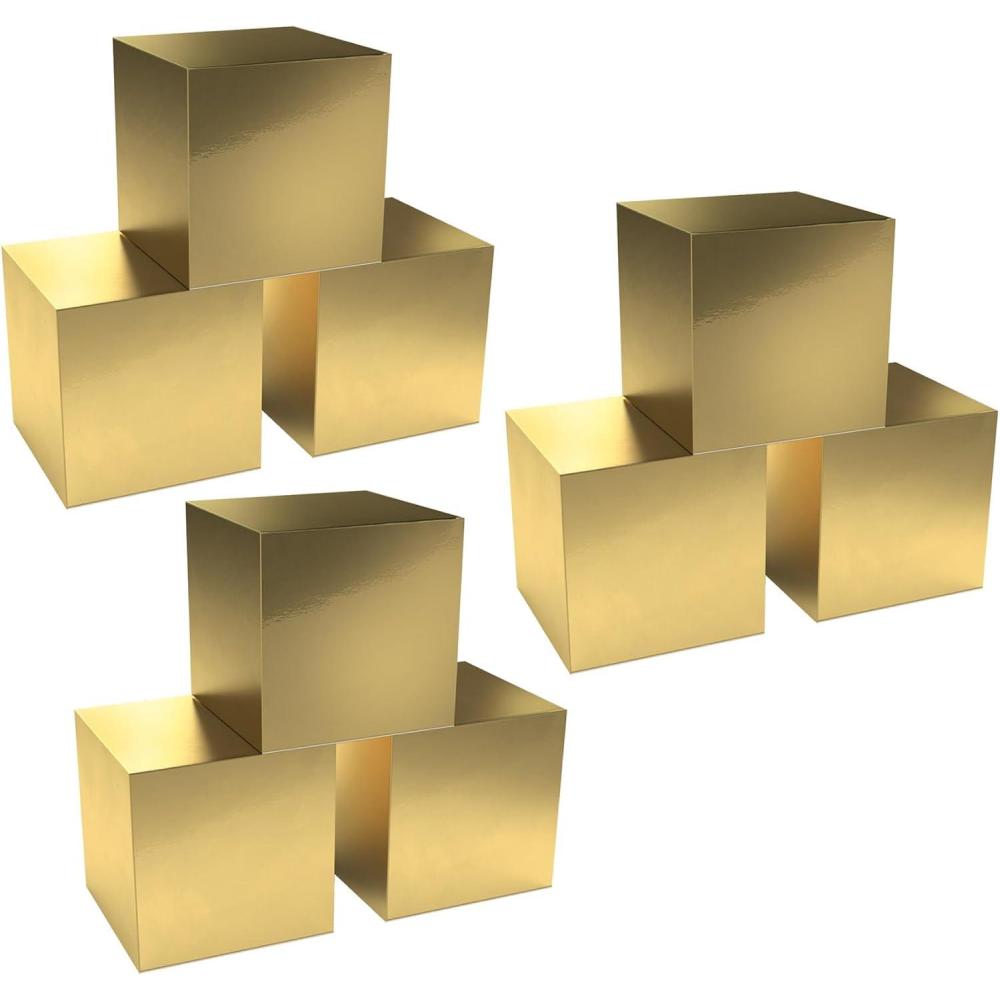 imageBeistle Gold Foil Boxes  9 Pack Shiny Cardstock Boxes for Party Gifts Treats Centerpieces ampamp Event Dcor Elegant Accessories for Weddings Anniversaries Birthdays Holidays ampamp Celebrations 3