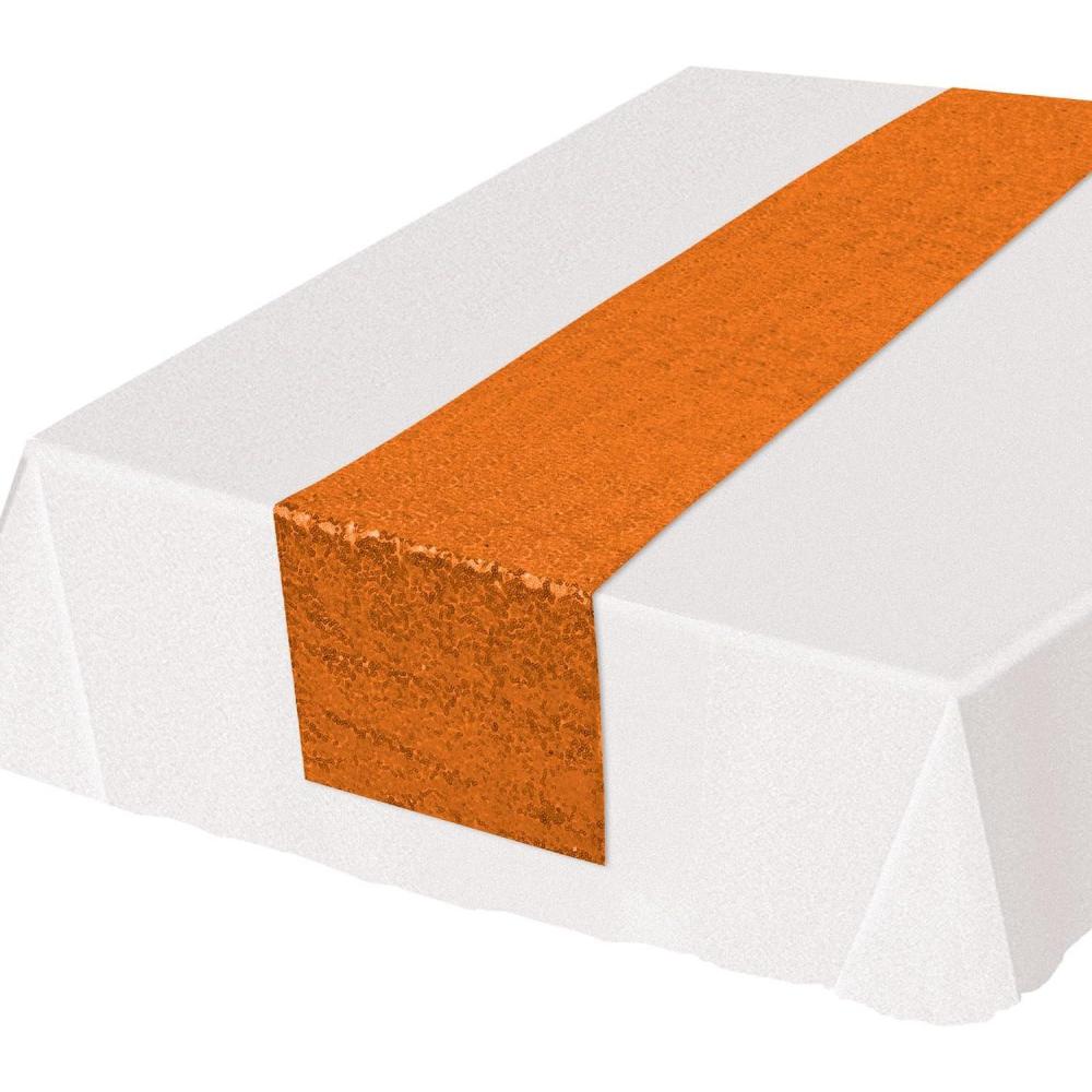 imageBeistle Gold Sequin Table Runners 2Pack Sparkling Fabric with Glittering Sequins for Weddings Banquets Holiday Parties Bridal Showers Birthdays and Elegant Dining Table Settings 12 x 75Orange