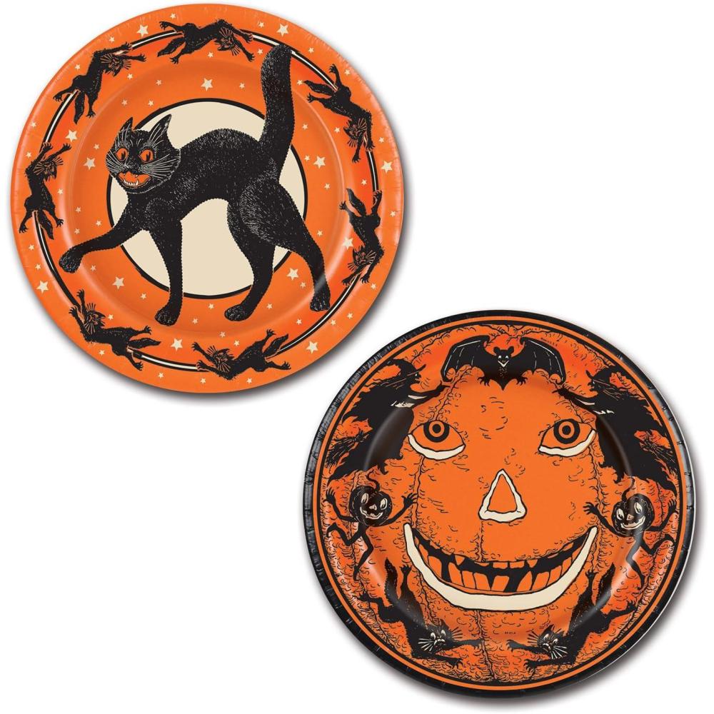 imageBeistle Halloween Round Plates 9 Inch Orange